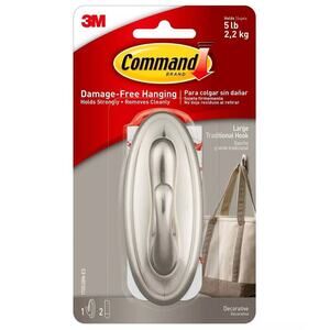 Command 2-Pack Large Sized Traditional Decorative Hook in Nickel​​​​